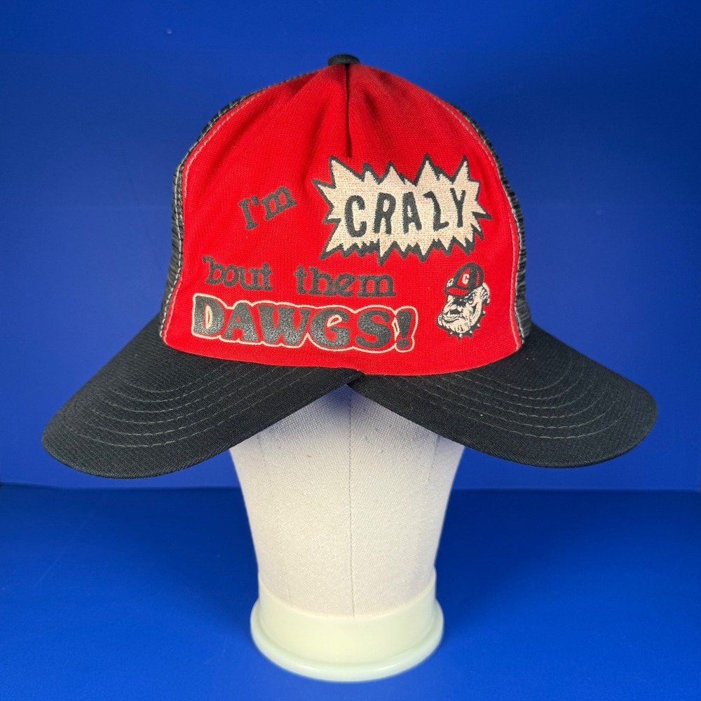 Vintage Georgia Bulldogsā I'm Crazy Bout Them Dawgs Double Brim Trucker Hat Red